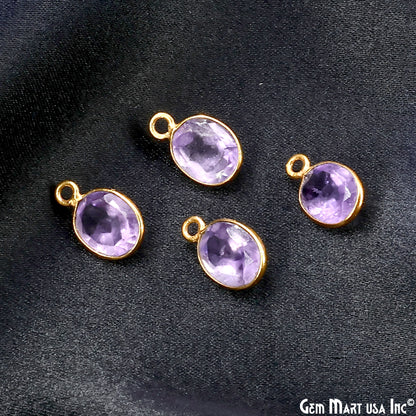 Oval 7x9mm Brilliant Cut Gold Plated Bezel Single Bail Connector