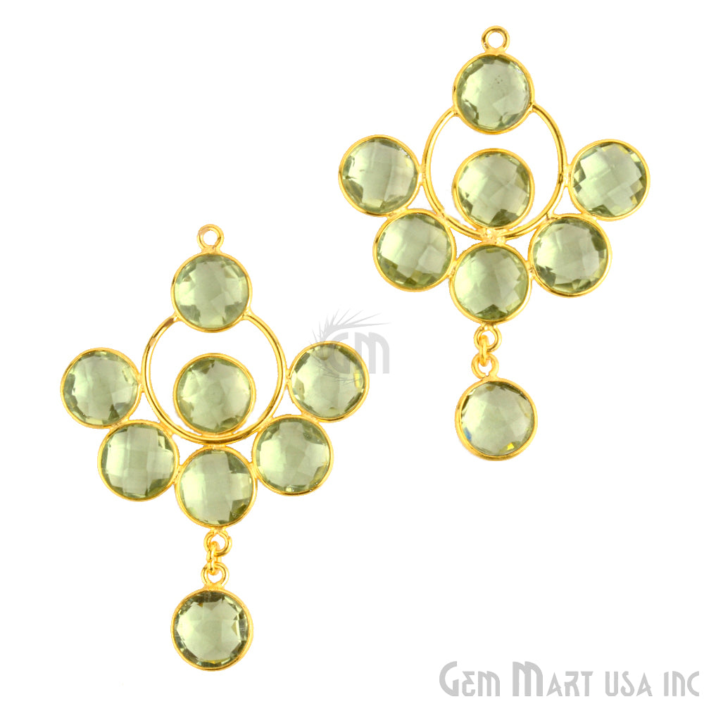 Green Amethyst 49x33mm Gold Plated Gemstone Bezel Component