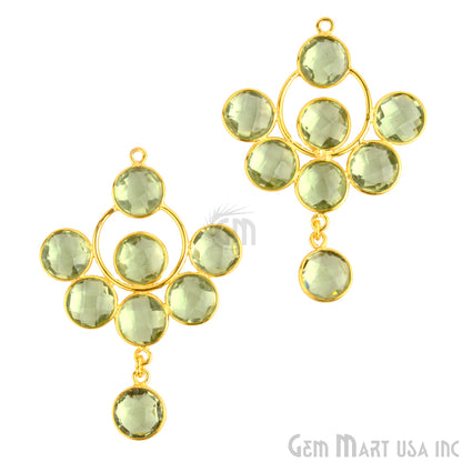 Green Amethyst 49x33mm Gold Plated Gemstone Bezel Component