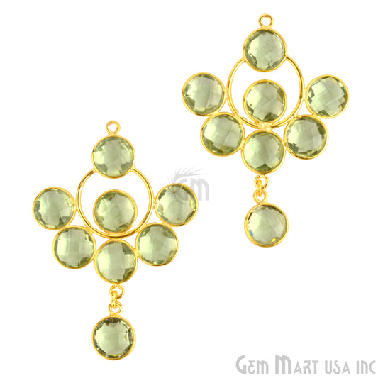 Green Amethyst 49x33mm Gold Plated Gemstone Bezel Component