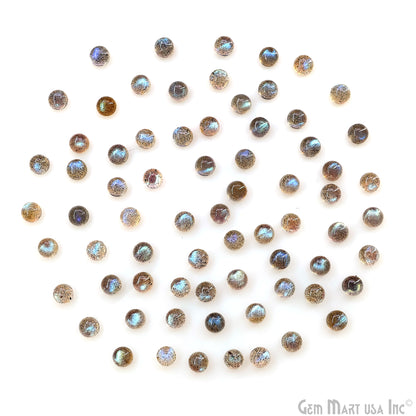 Labradorite Wholesale Gemstones, 100% Natural Semi-Precious Gems, Blue Flash Cabochon Loose Gems, 5mm, Round, 10PC Lot