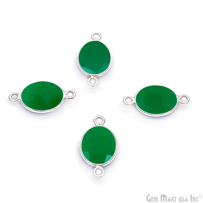 Oval 10x12mm Double Bail Silver Bezel Gemstone Connector