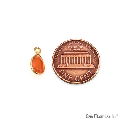 Pears 6x9mm Brilliant Cut Gold Plated Bezel Single Bail Gemstone Connector