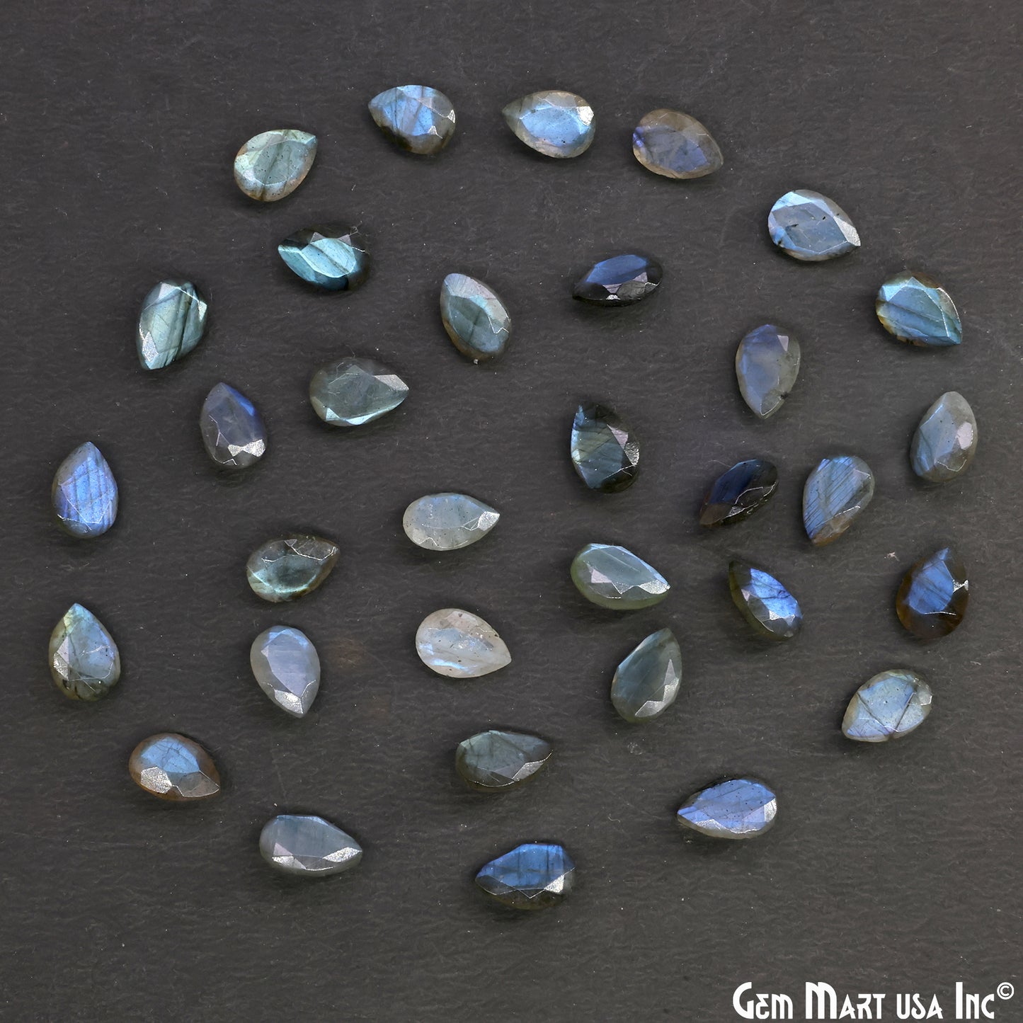 Labradorite Wholesale Gemstones, 100% Natural Semi-Precious Gems, Blue Flash Faceted Loose Gems, 7x10mm, Pears, 4PC Lot