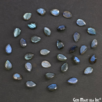Labradorite Wholesale Gemstones, 100% Natural Semi-Precious Gems, Blue Flash Faceted Loose Gems, 7x10mm, Pears, 4PC Lot