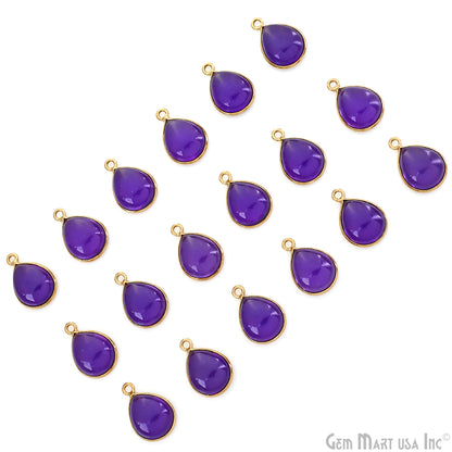 Amethyst Cabochon Pears 10x12mm Single Bail Gold Plated Twisted Design Bezel Connector