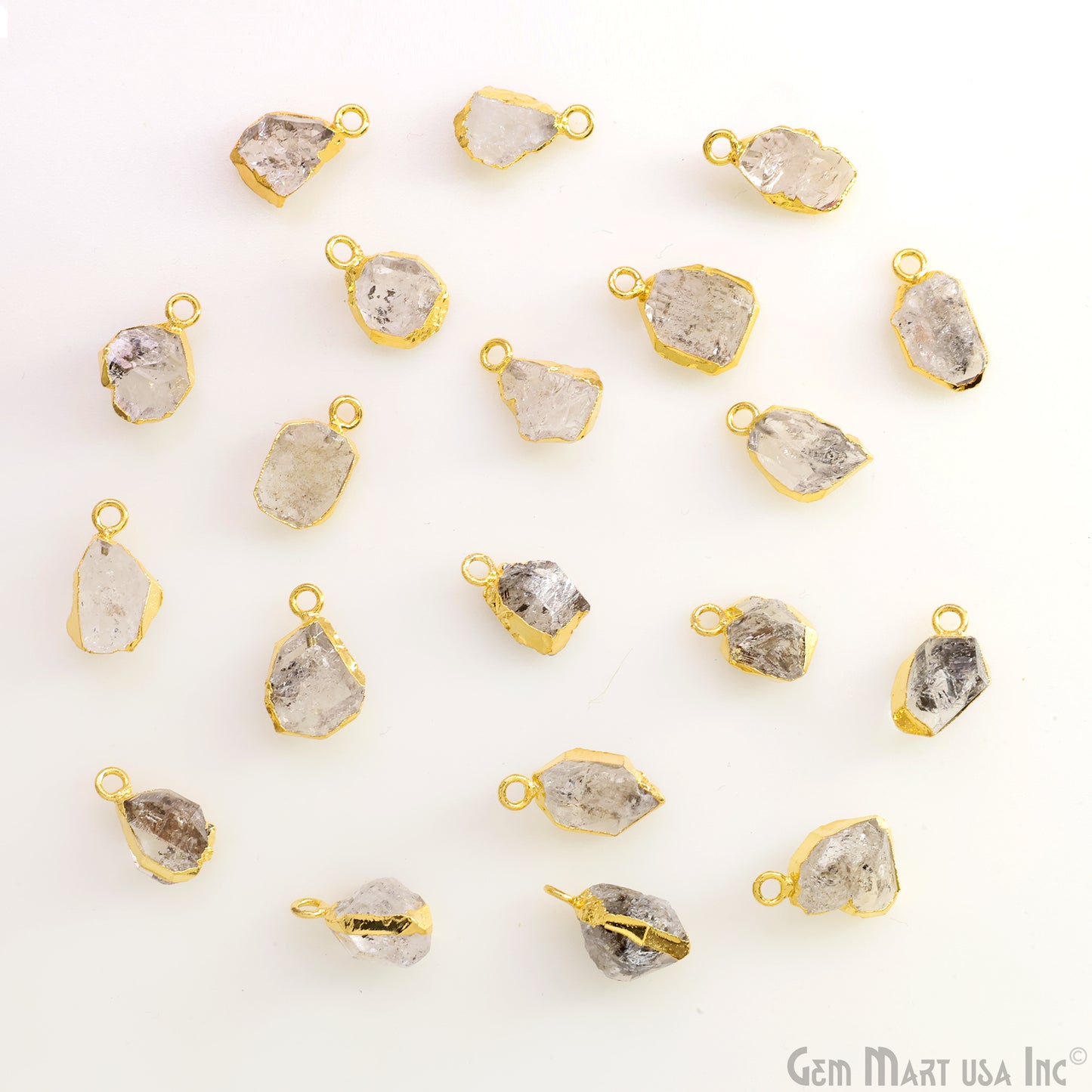 Organic Rough Gold Electroplated 13x7mm Single Bail Gemstone Charm Crystal Pendant