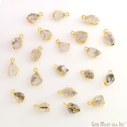 Organic Rough Gold Electroplated 13x7mm Single Bail Gemstone Charm Crystal Pendant