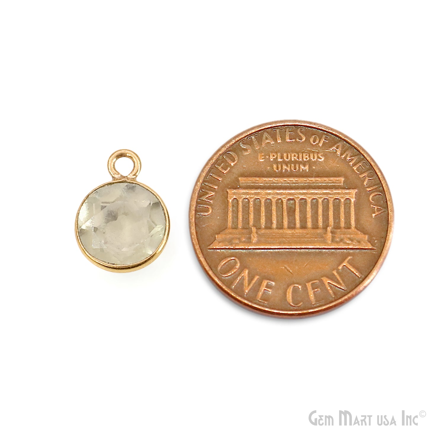 Round 8mm Brilliant Cut Gold Plated Bezel Single Bail Gemstone Connector