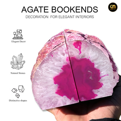 Natural Pink Agate Geode Bookend Pair (2-4lbs, 4-6inch) Home Decor *Ships Free