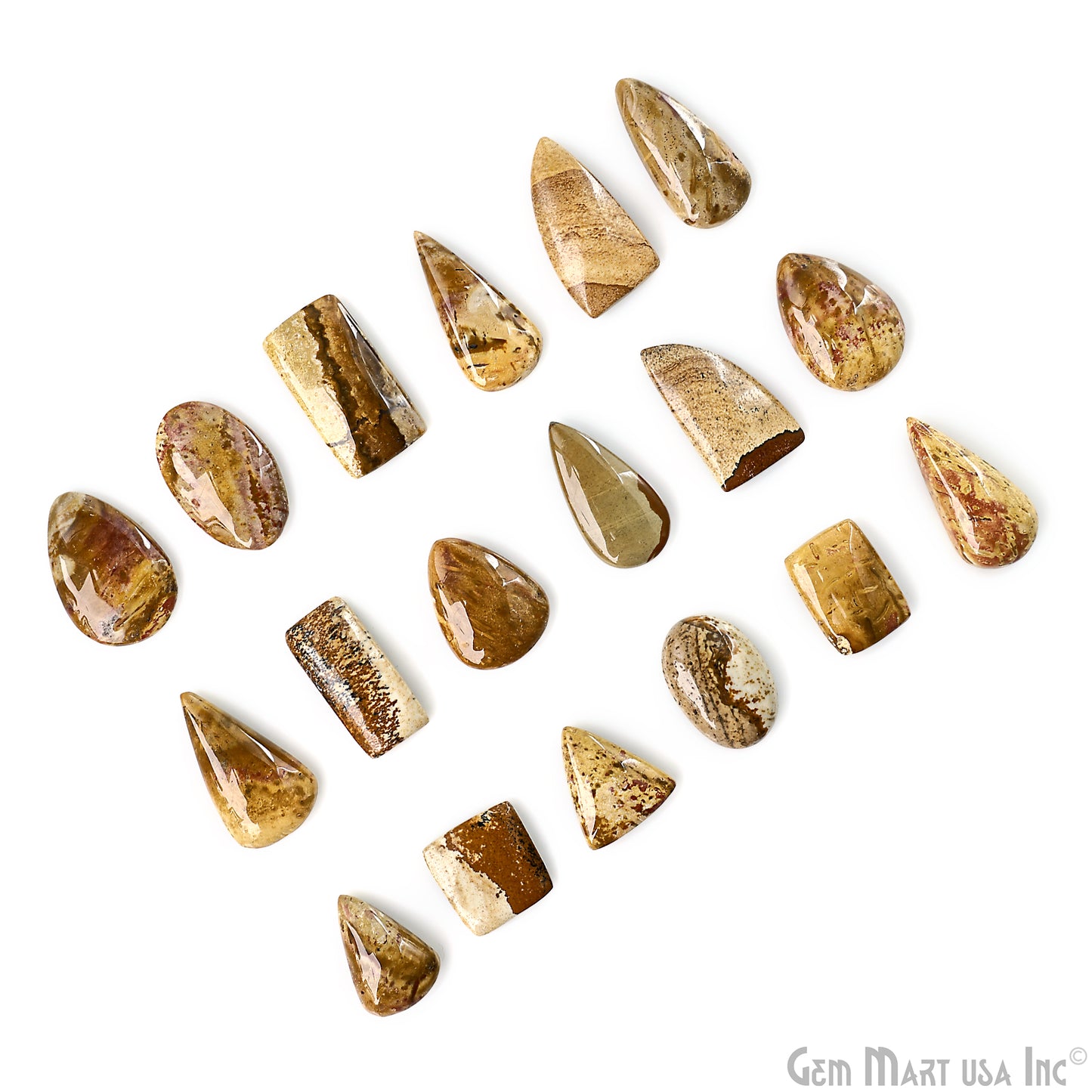 Picture Jasper Mix Shape Cabochon Loose Desert Jasper Healing Gemstones, March Birthstone, 0.50-1 inch