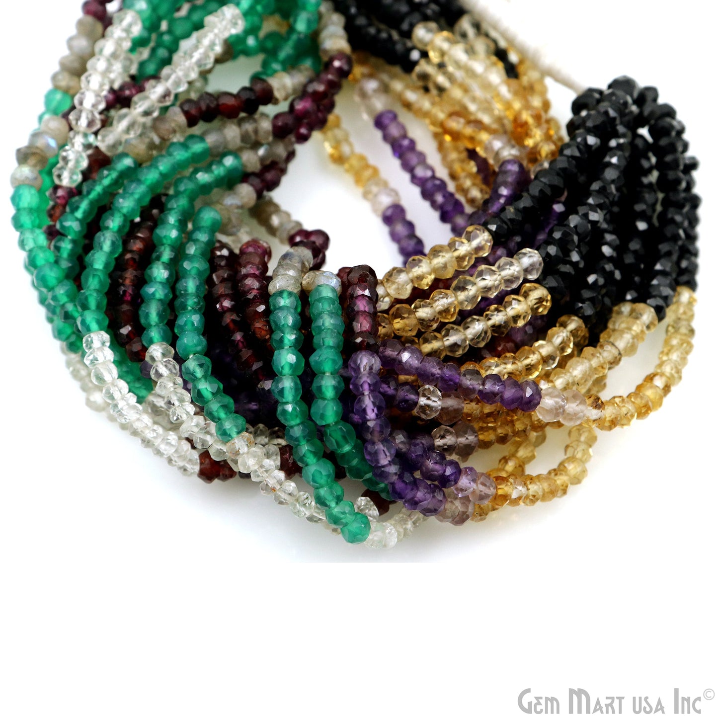 Gemstone Rondelle Bead Strands, Round Faceted, Polished Beads, Handmade Rondelle Beads, 12.5-inch, 3-4mm Round Strands for DIY Jewelry Making