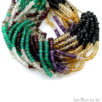 Gemstone Rondelle Bead Strands, Round Faceted, Polished Beads, Handmade Rondelle Beads, 12.5-inch, 3-4mm Round Strands for DIY Jewelry Making