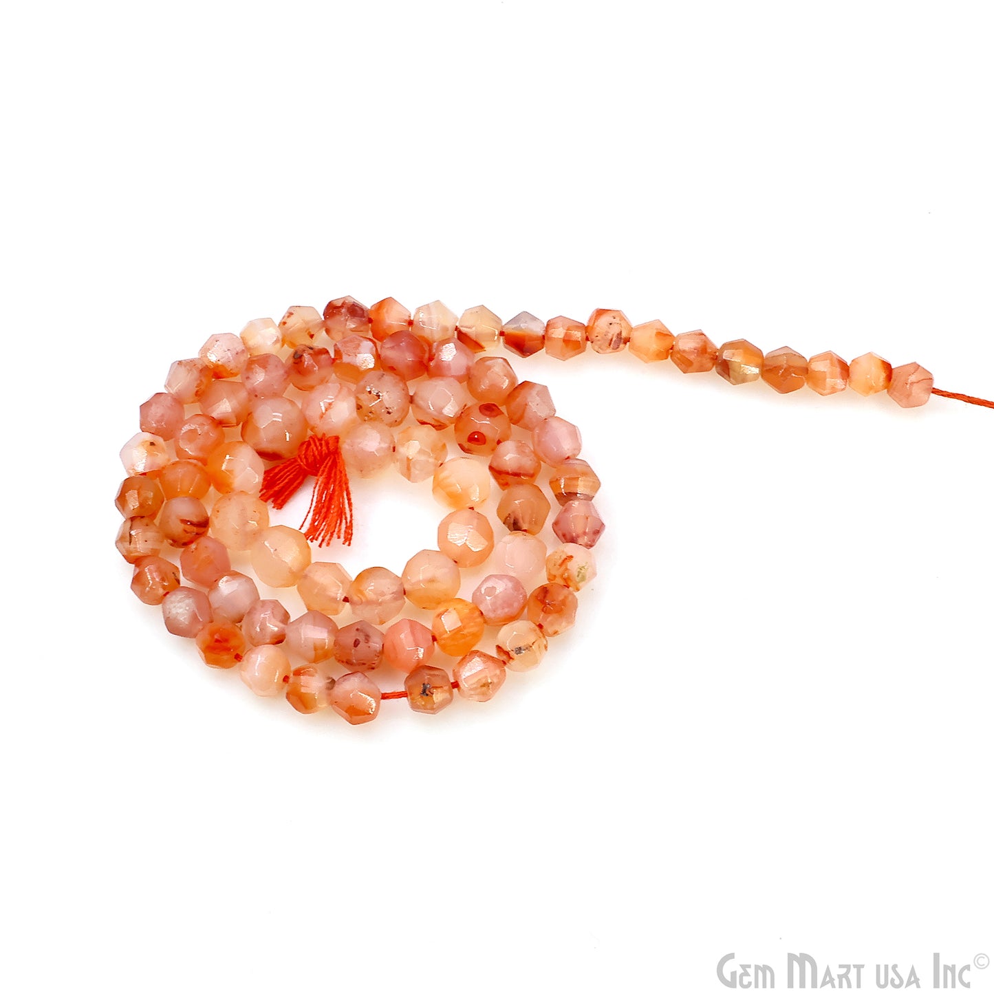 Carnelian Faceted Round Drilled Beads 4-6mm Waist Beads, Rondelle Bead Strand 13 Inch