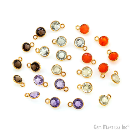 Round 8mm Brilliant Cut Gold Plated Bezel Single Bail Gemstone Connector