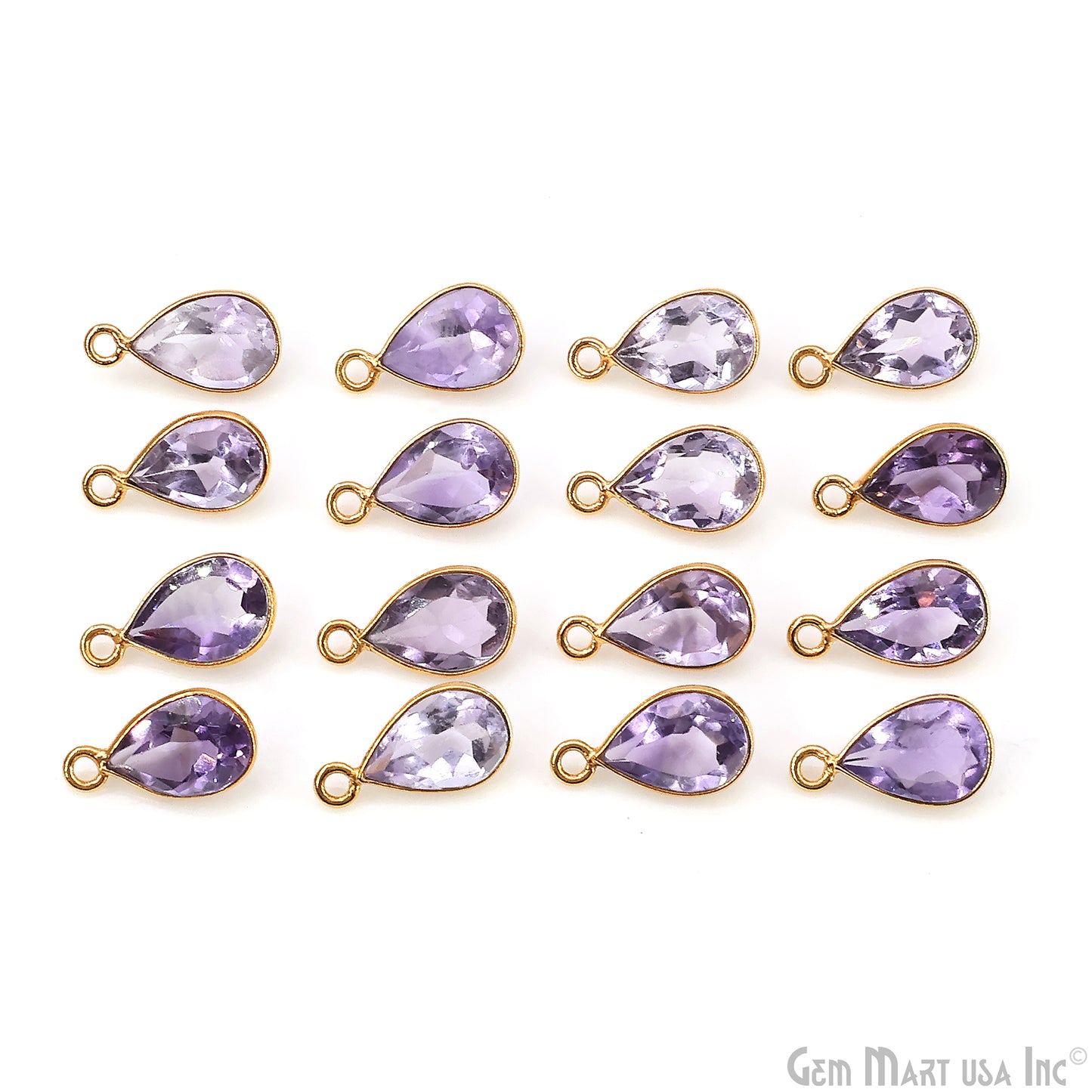 Pears 7x10mm Brilliant Cut Gold Plated Bezel Single Bail Connector