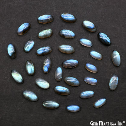 Labradorite Wholesale Gemstones, 100% Natural Semi-Precious Gems, Blue Flash Cabochon Loose Gems, 14x6mm, Oval, 4PC Lot