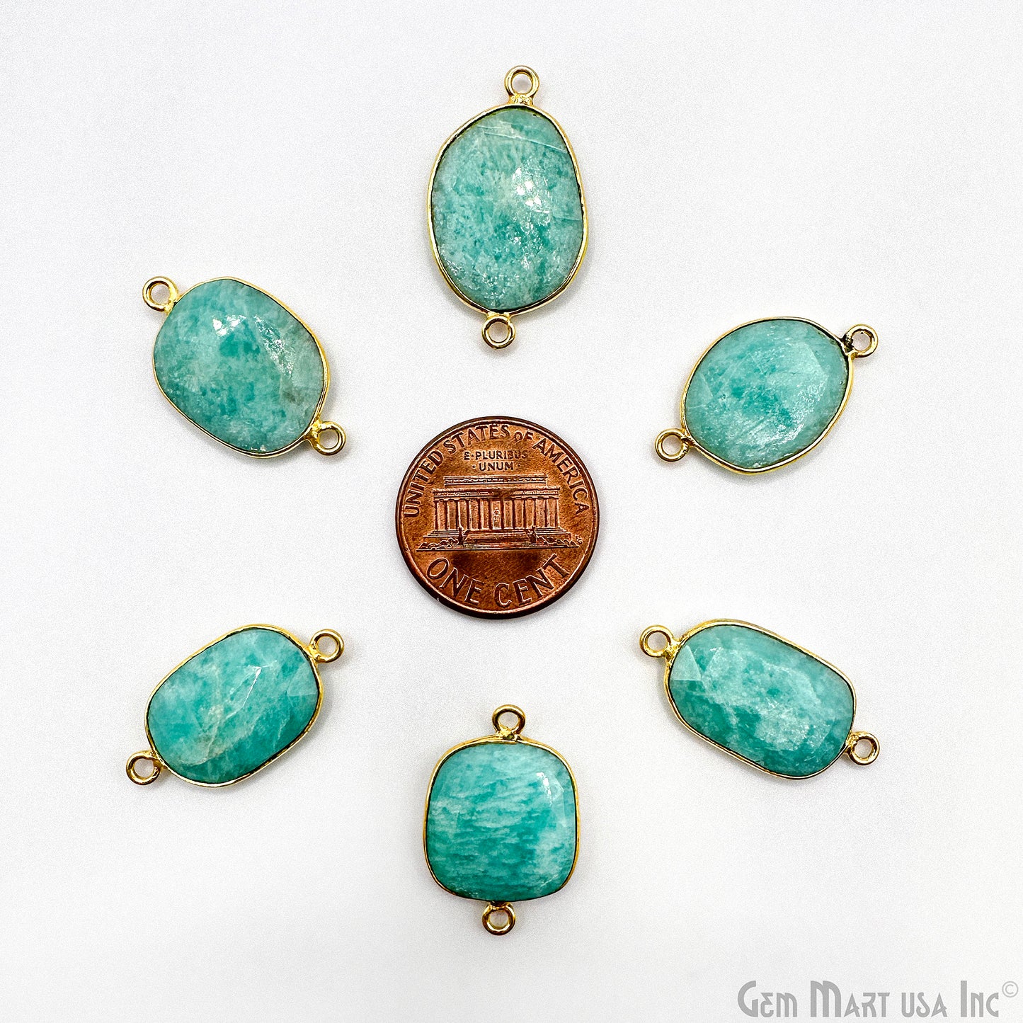 Amazonite Free Form Gold Plated Bezel Gemstone Connector 13x18mm