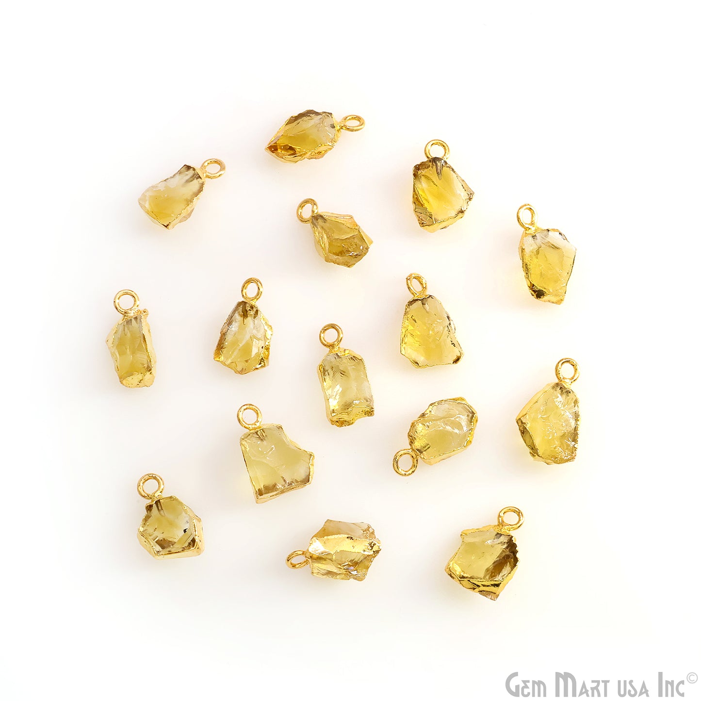 Organic Rough Gold Electroplated 13x7mm Single Bail Gemstone Charm Crystal Pendant