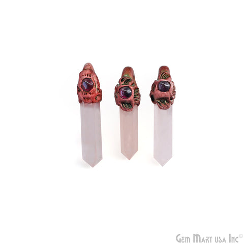 Rose Quartz with Garnet Polymer Clay Crystal Pendant, Dowsing Clay Single Bail Pendant