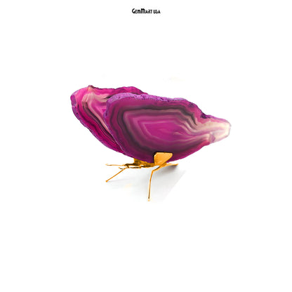 Pink Agate Slice Butterfly, Natural Agate Décor, Butterfly Wing Home Décor, Agate Geode, Natural Gemstone Butterfly, Housewarming Gift