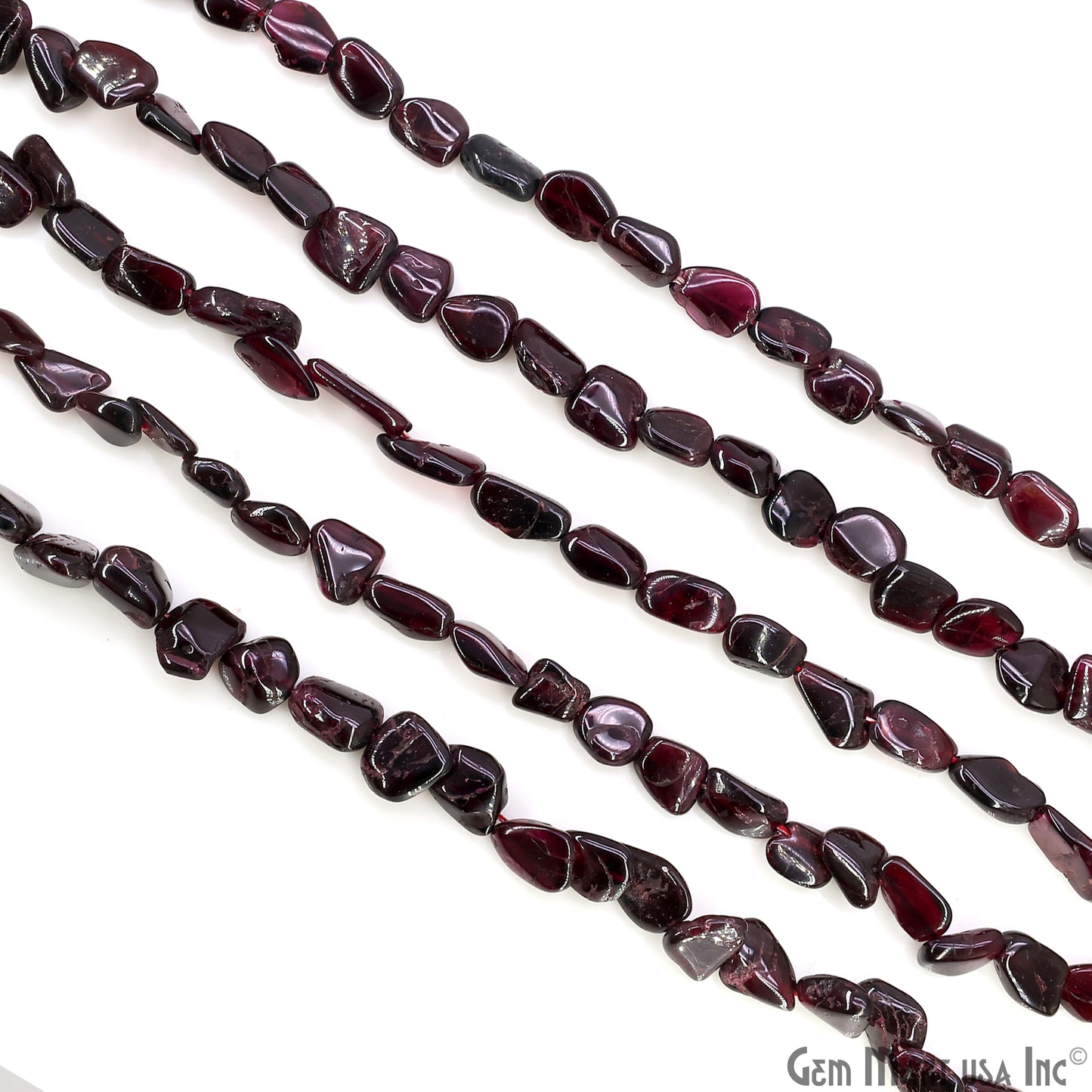 Garnet Tumble Beads Free Form Drilled Beads 7-10X13-18mm Waist Beads, Rondelle Bead Strand 14 Inch