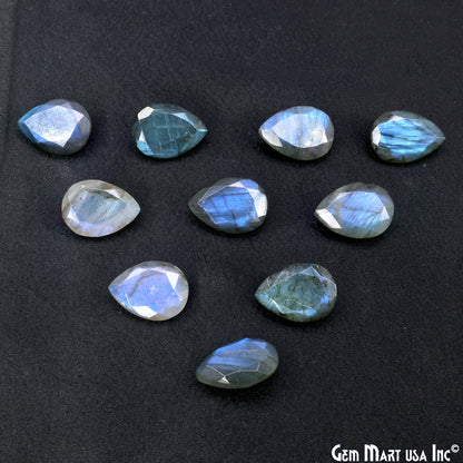 Labradorite Wholesale Gemstones, 100% Natural Semi-Precious Gems, Blue Flash Faceted Loose Gems, 13x18mm, Pears, 2PC Lot