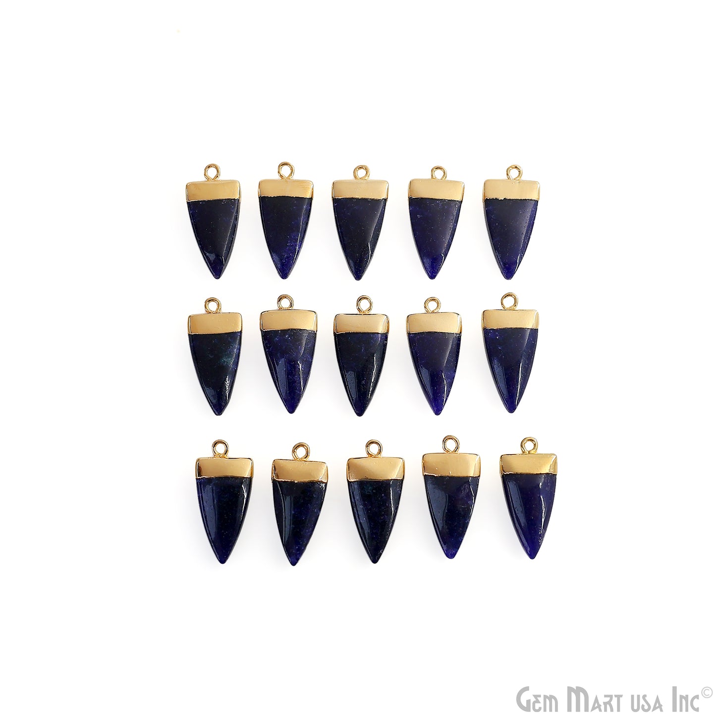 Gemstone Triangle 24x10mm Gold Electroplated Single Bail Connector