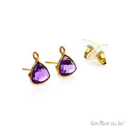 DIY Trillion 8mm Gold Bail Gemstone stud Earring