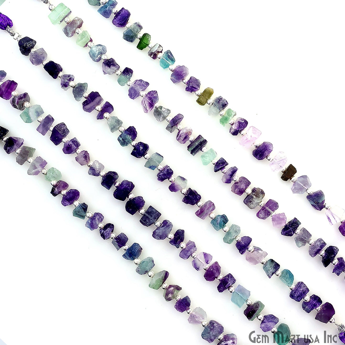 Fluorite Rough Beads, 9 Inch Gemstone Strands, Drilled Strung Briolette Beads, Free Form, 8x6mm