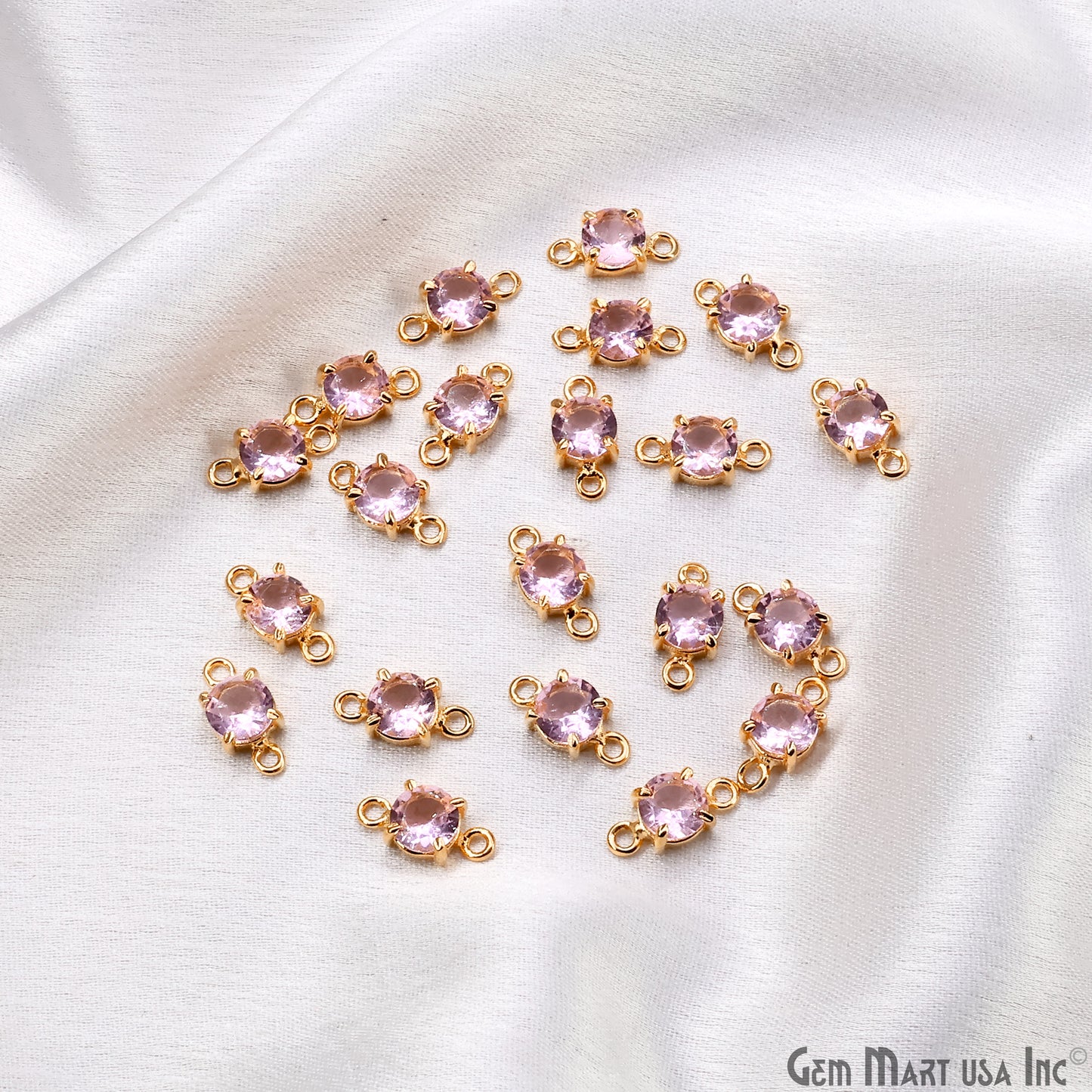 Morganite Prong Setting Gold Plated Flashy Gemstone Double Bail Connector