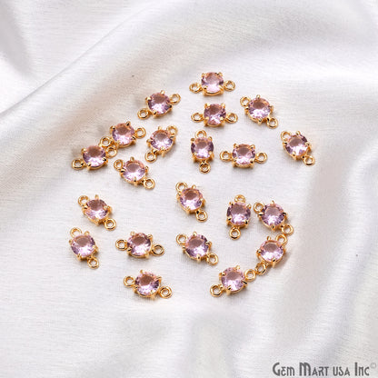 Morganite Prong Setting Gold Plated Flashy Gemstone Double Bail Connector