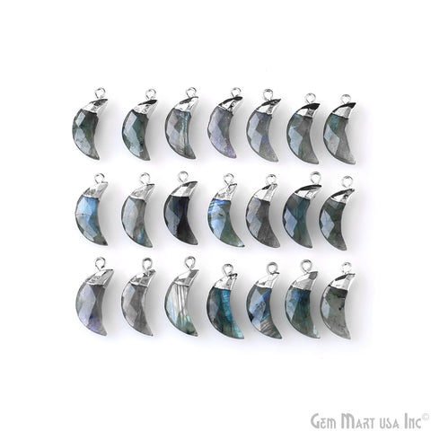 Moon Shape Single Bail Silver Electroplated Gemstone Connector