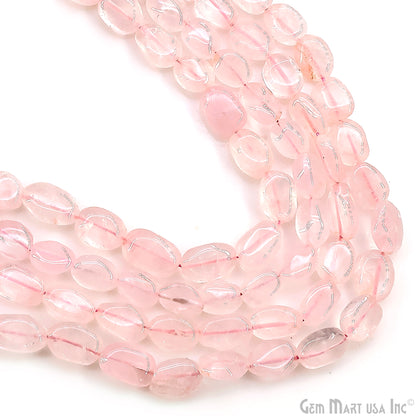 Rose Quartz Tumble Beads Free Form Drilled Beads 9-13X6-7mm Waist Beads, Rondelle Bead Strand 13 Inch