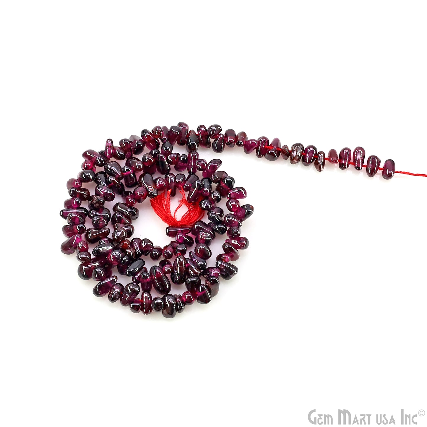 Garnet Smooth Free Form Drilled Beads 3-4X5-7mm Waist Beads, Rondelle Bead Strand 13 Inch