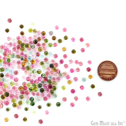 Multi Tourmaline Wholesale Gemstones, 100% Natural Semi-Precious Gems, Multi Color Cabochons Loose Gems, 4mm, Round, 5 Carats