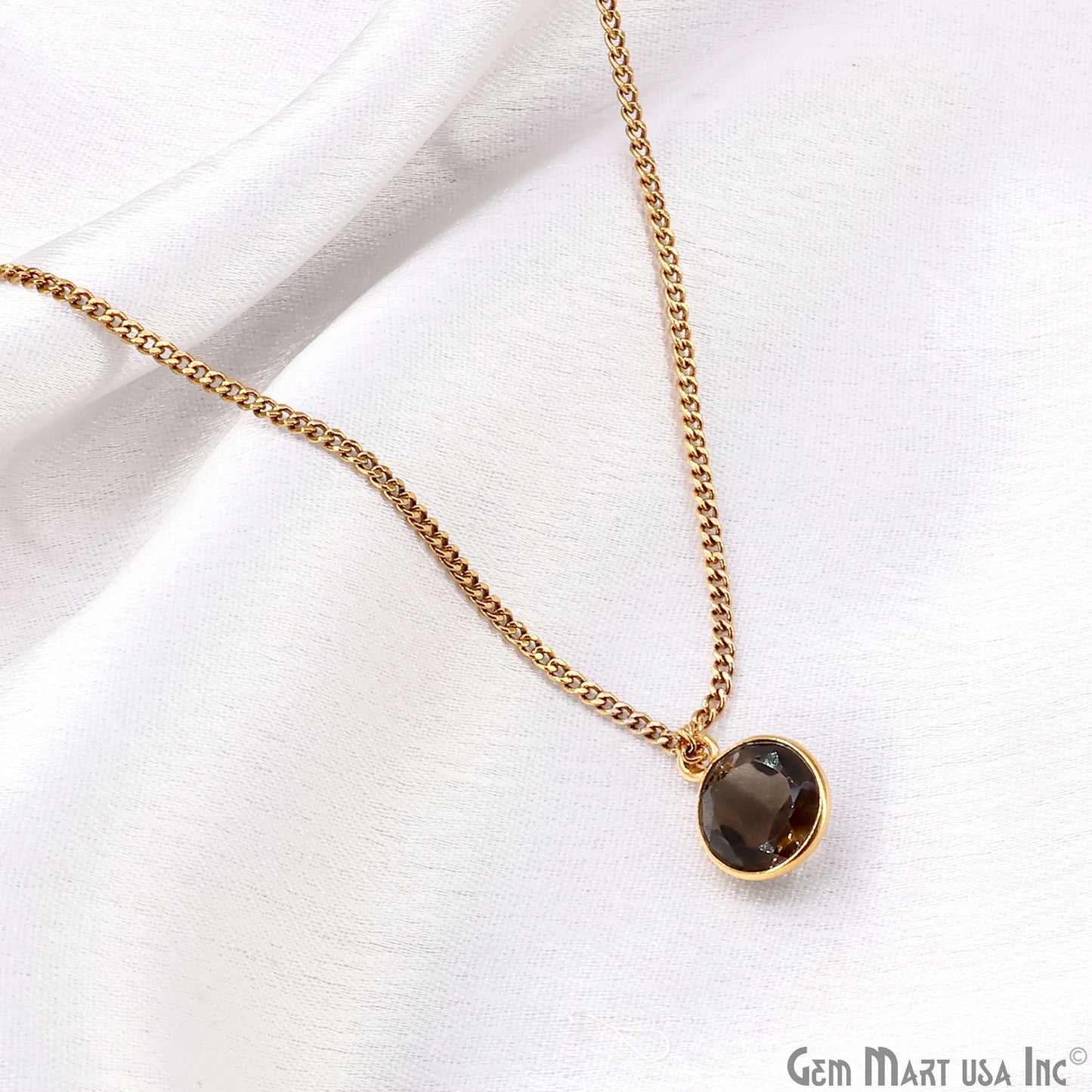 Round 9mm Brilliant Cut Gold Plated Bezel Single Bail Gemstone Connector