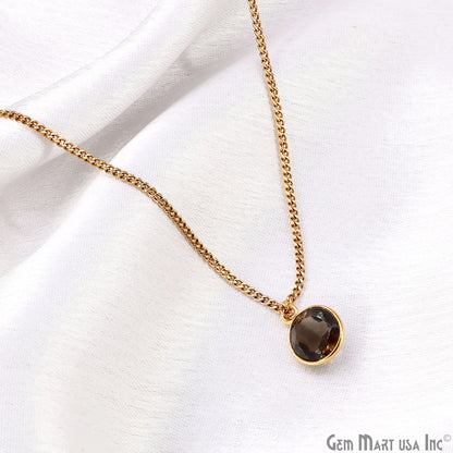 Round 9mm Brilliant Cut Gold Plated Bezel Single Bail Gemstone Connector