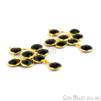 Black Onyx 49x33mm Gold Plated Gemstone Bezel Component