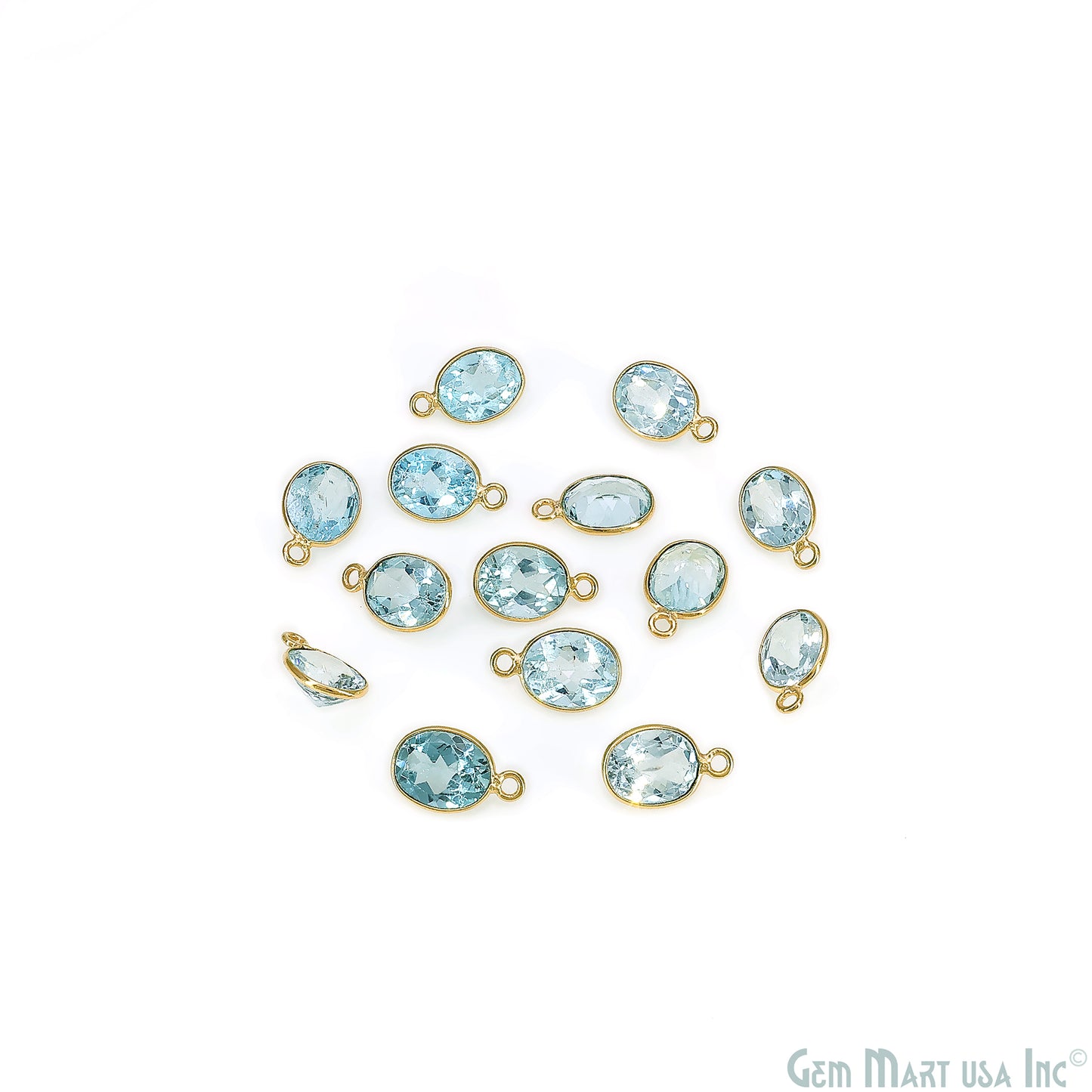 Oval 8x10mm Brilliant Cut Gold Plated Bezel Single Bail Connector