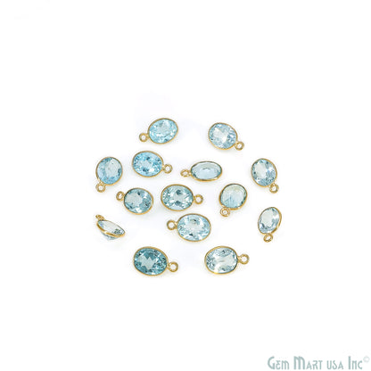 Oval 8x10mm Brilliant Cut Gold Plated Bezel Single Bail Connector