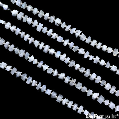 Rainbow Moonstone Rough Beads, 9 Inch Gemstone Strands, Drilled Strung Briolette Beads, Free Form, 8x6mm