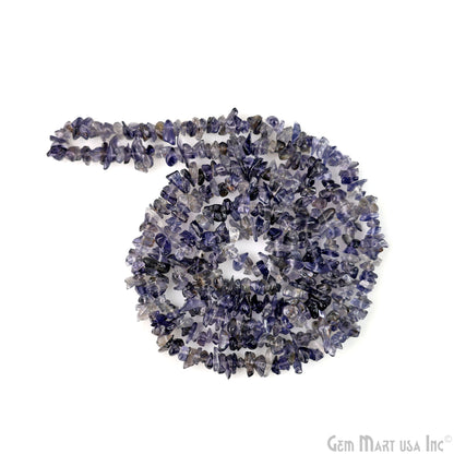 Iolite Chip Beads, 34 Inch, Natural Chip Strands, Drilled Strung Nugget Beads, 3-7mm, Polished, GemMartUSA (CHIO-70001)