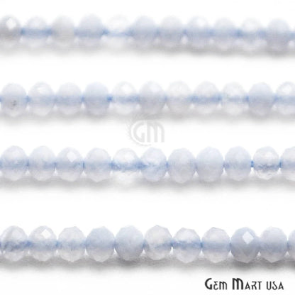 Natural Chalcedony Rondelle Beads, 12-13 Inch Gemstone Strands, Drilled Strung Nugget Beads, Faceted Round, 2-2.5mm