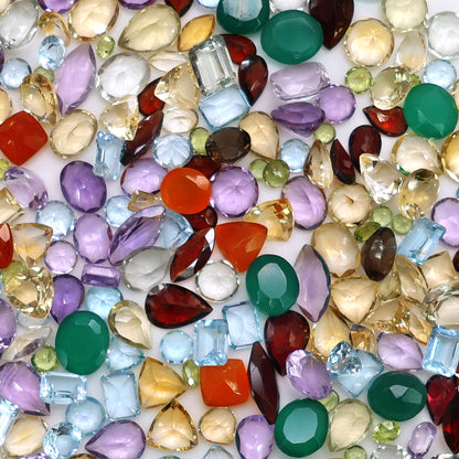 Mix Wholesale Gemstones, 100% Natural Semi-Precious Gems, Multi Color Faceted Loose Gems, 4-8mm, Mixed, 50 Carats