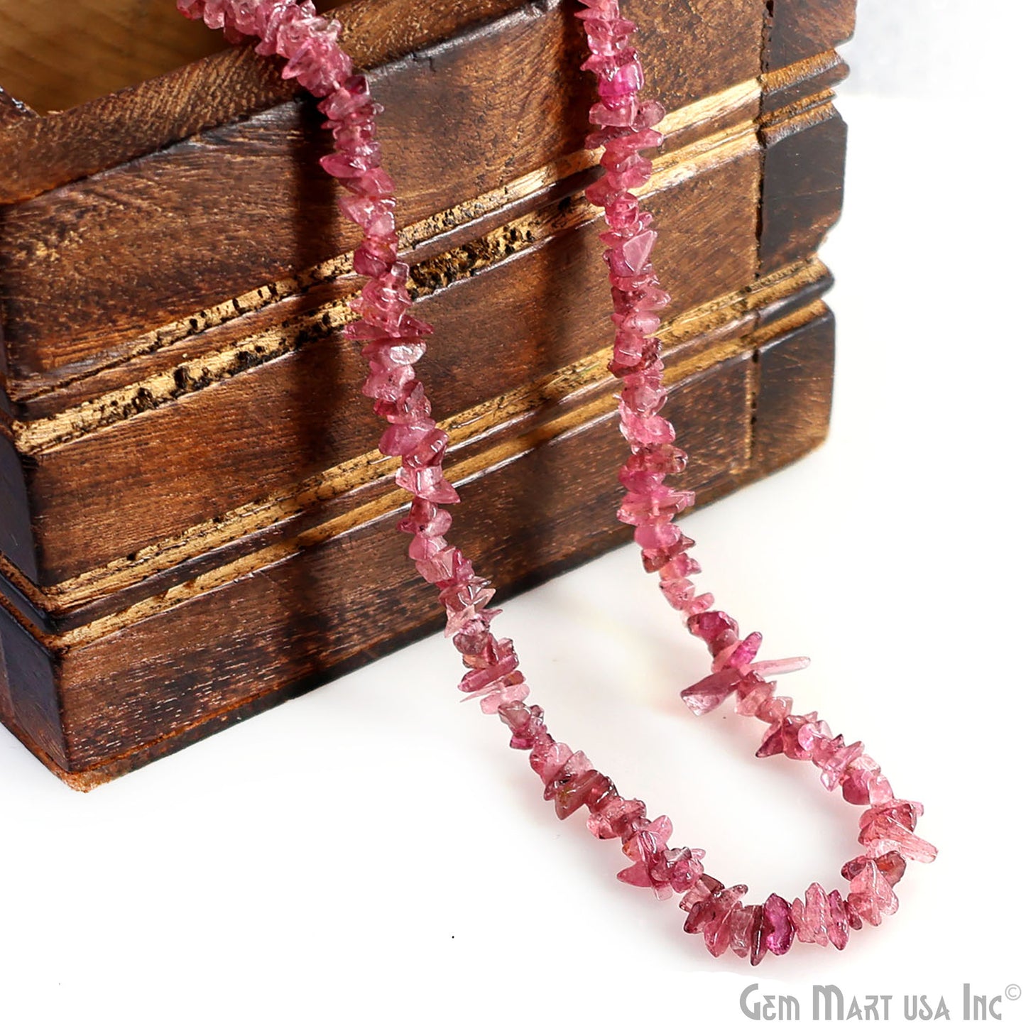 Pink Tourmaline Chip Beads, 34 Inch, Natural Chip Strands, Drilled Strung Nugget Beads, 3-7mm, Polished, GemmartUSA (CHTO-70001)