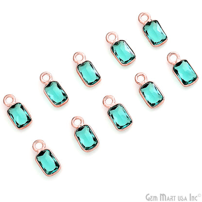 5pc Lot Apatite Octagon 6x4mm Rose Gold Plated Single Bail Brilliant Cut Gemstone Connector