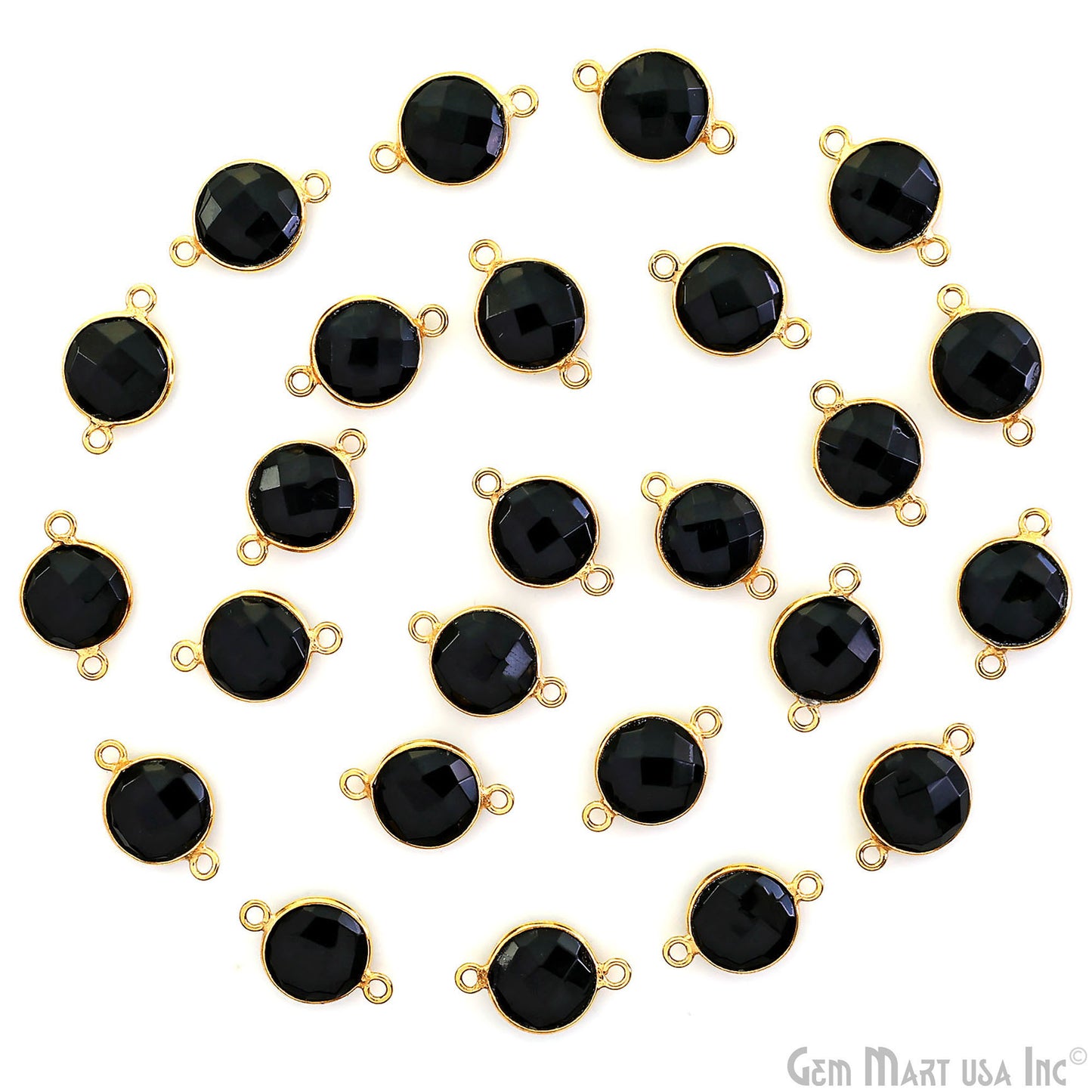 Round 10mm Double Bail Gold Plated Gemstone Bezel Connector