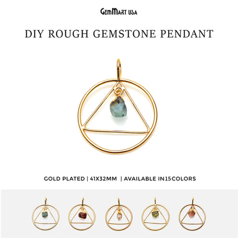 Rough Gemstone Circle Triangle Connector (Pick Your Stone)