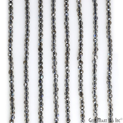 Mistique Labradorite Rondelle Beads, 12.5 Inch Gemstone Strands, Drilled Strung Nugget Beads, Faceted Round, 3-4mm